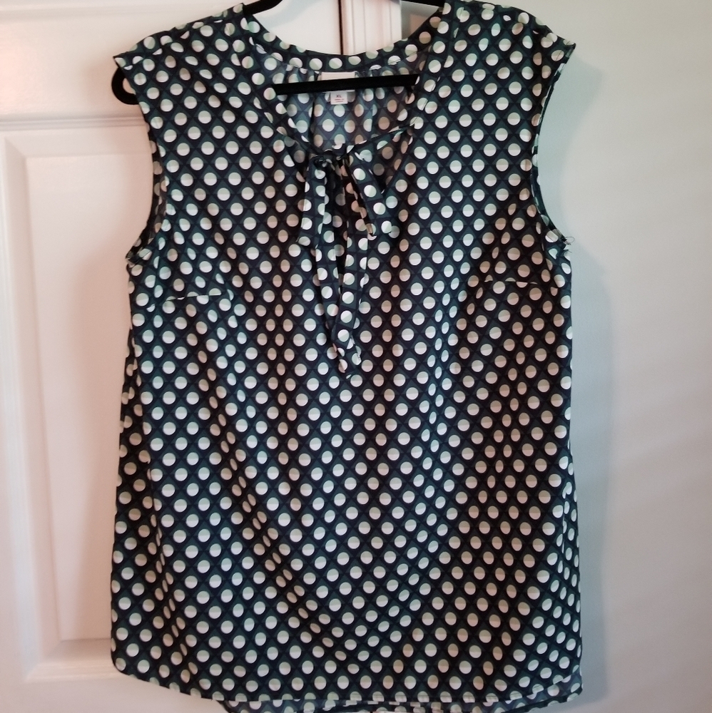 Merona Bow Blouse XL Blue Green